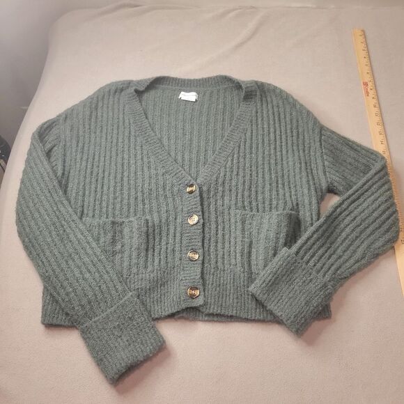 Lovers + Friends Green Cardigan Sweater Size M Wool - Picture 2 of 10